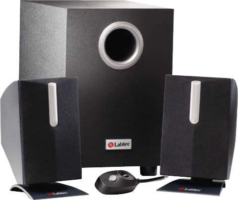 LABTEC 2.1 PULSE 285 COMPUTER SPEAKERS WITH VOLUME CONTROL AND SUBWOOFER!!!!